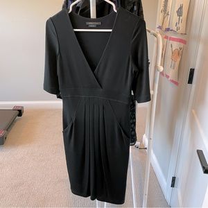BCBG Max Aria Stretch V Neck Black Dress w Pockets Sz S
